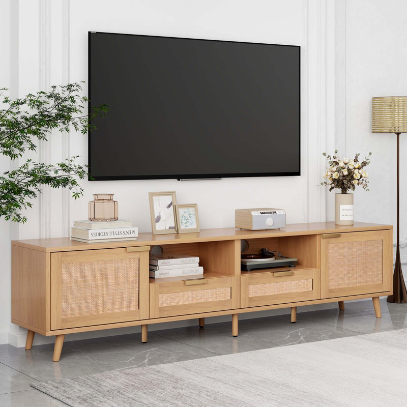Bayou Breeze Rattan TV Stand for TVs up to 85 Modern Farmhouse Media Console Wayfair